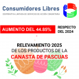 CONSUMIDORES LIBRES INFORMÓ QUE LOS PRODUCTOS QUE INTEGRAN LA CANASTA DE PASCUAS AUMENTARON UN 44.85 POR CIENTO RESPECTO DEL AÑO 2024.     CONSUMIDORES LIBRES, dio a conocer hoy el resultado del relevamiento […]