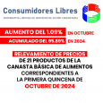   CONSUMIDORES LIBRES INFORMA HOY QUE LOS RELEVAMIENTOS DE PRECIOS DE 21 PRODUCTOS DE LA CANASTA BASICA DE ALIMENTOS CORRESPONDIENTES A LA 1° QUINCENA DEL MES DE OCTUBRE DEL AÑO […]