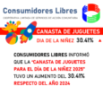   CONSUMIDORES LIBRES INFORMO QUE LOS JUGUETES PARA EL DÍA DE LA NIÑEZ AUMENTARON 30.41% POR CIENTO RESPECTO AL AÑO 2024     CONSUMIDORES LIBRES informó hoy que, según un relevamiento efectuado por […]